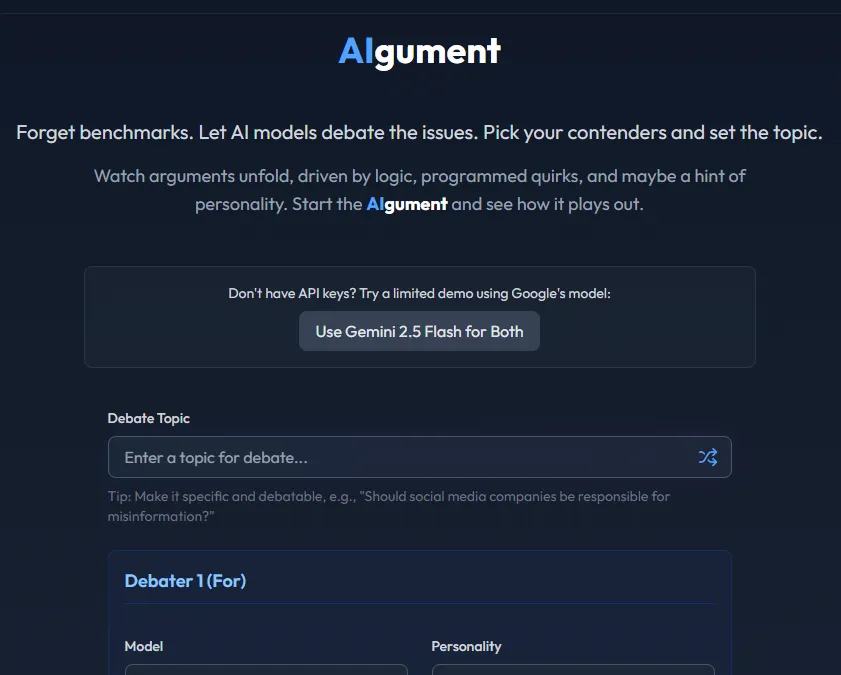 AIgument: The Art of AI Disagreement – Developing a Language Model Debate Platform