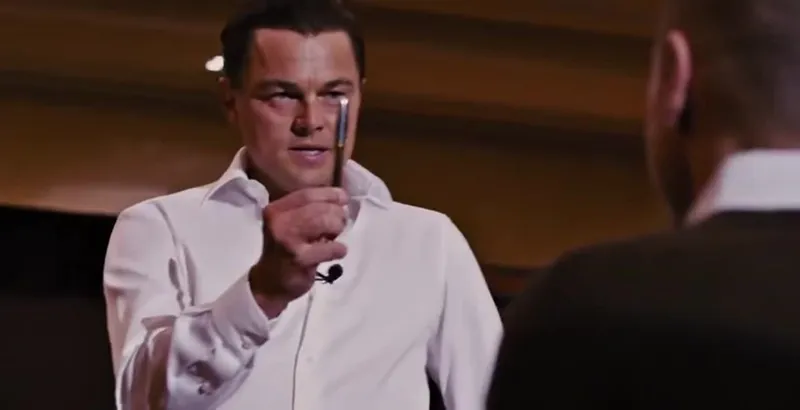 Leonardo DiCaprio selling a pen