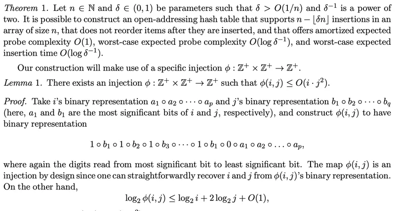 Theorem 1 from the Elastic Hashing paper